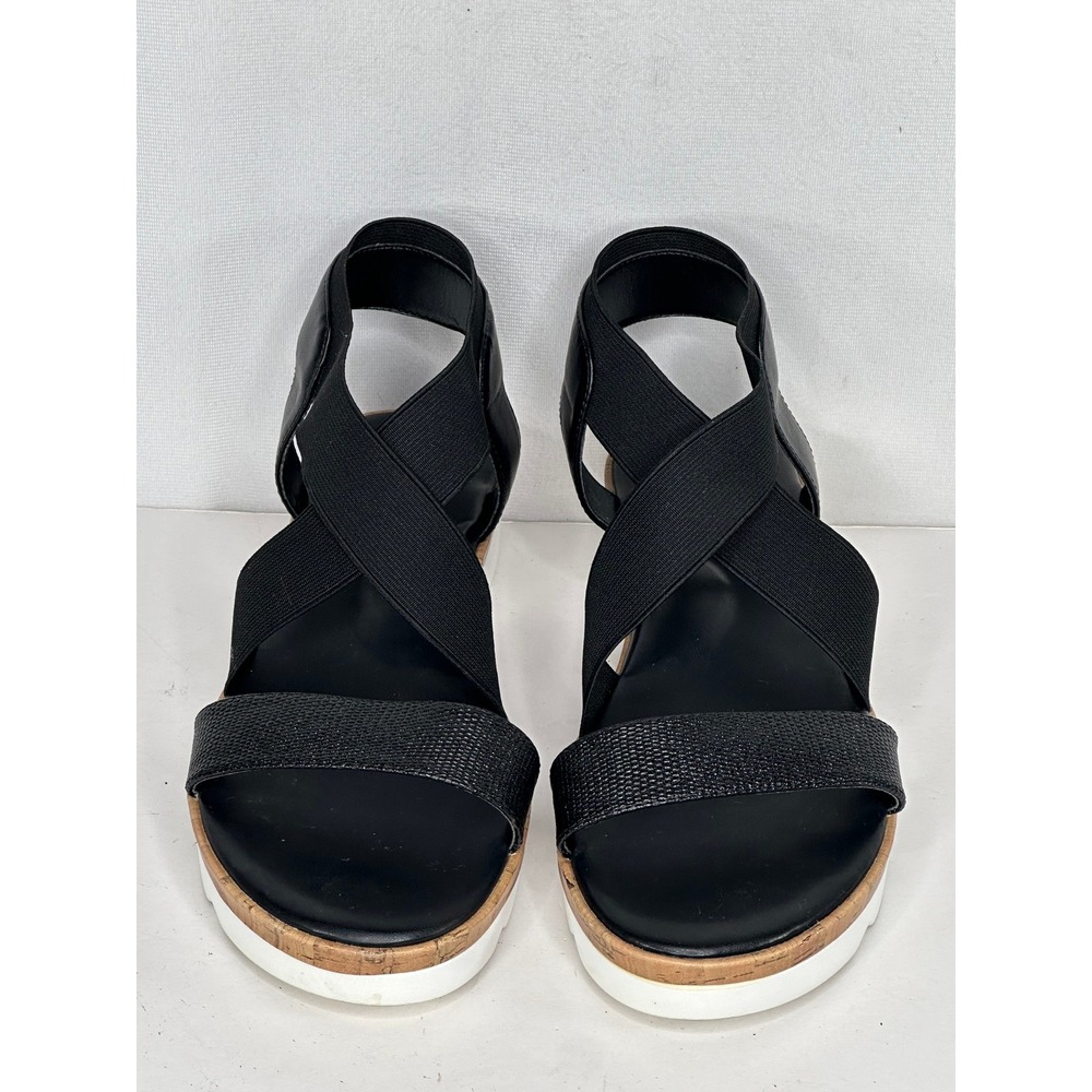 Nine West Womens Black Elastic Cross Strap Platform Sandals Boho Chic Size 8M - Picture 10 of 12